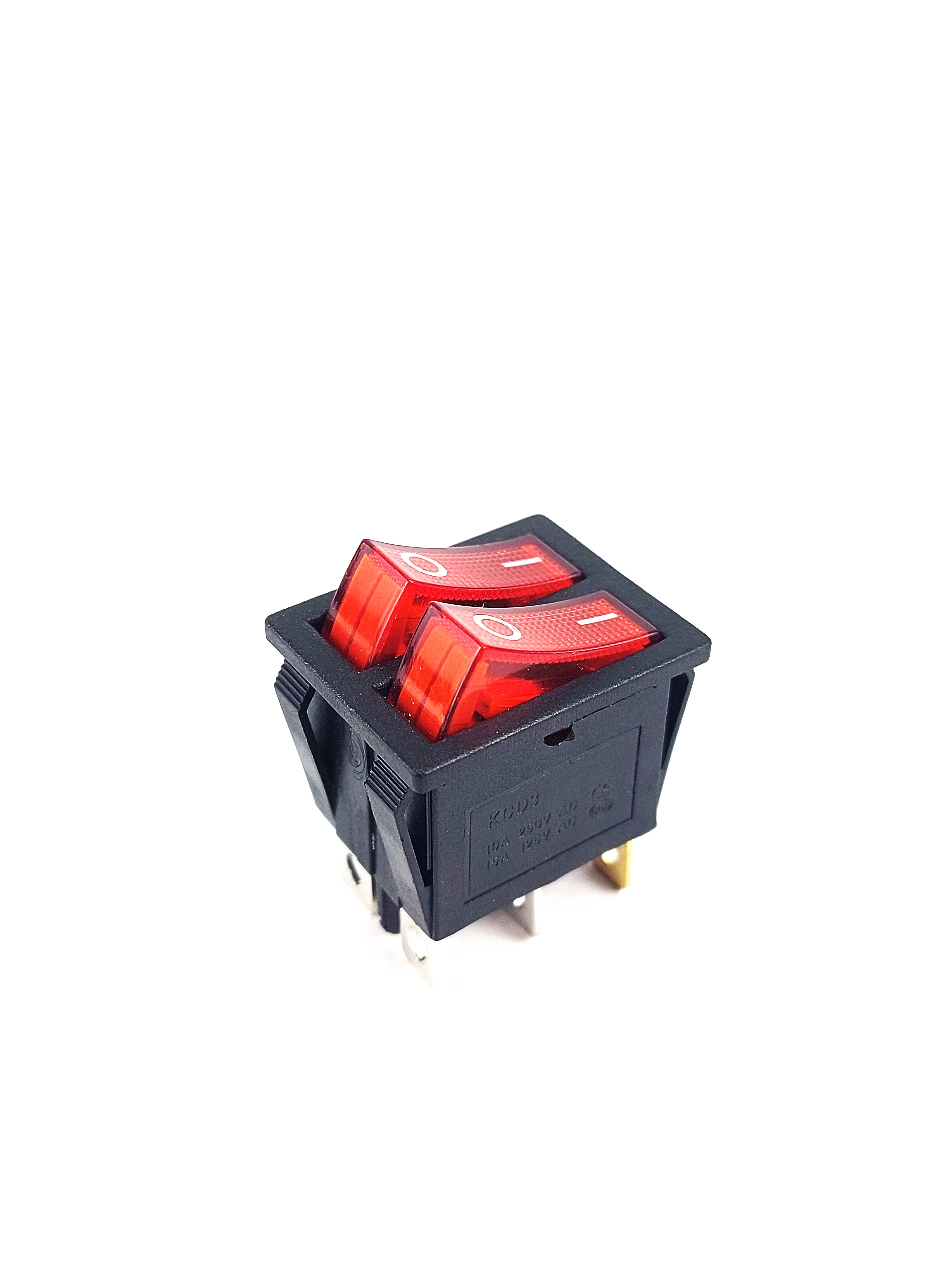 Переключатель двухклавишный (рокерный) KCD3 ON-OFF 10A/250V красный