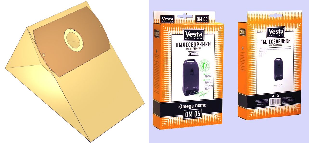 Пылесборники VESTA OM-05 для пылесоса OMEGA бумажные (5шт)