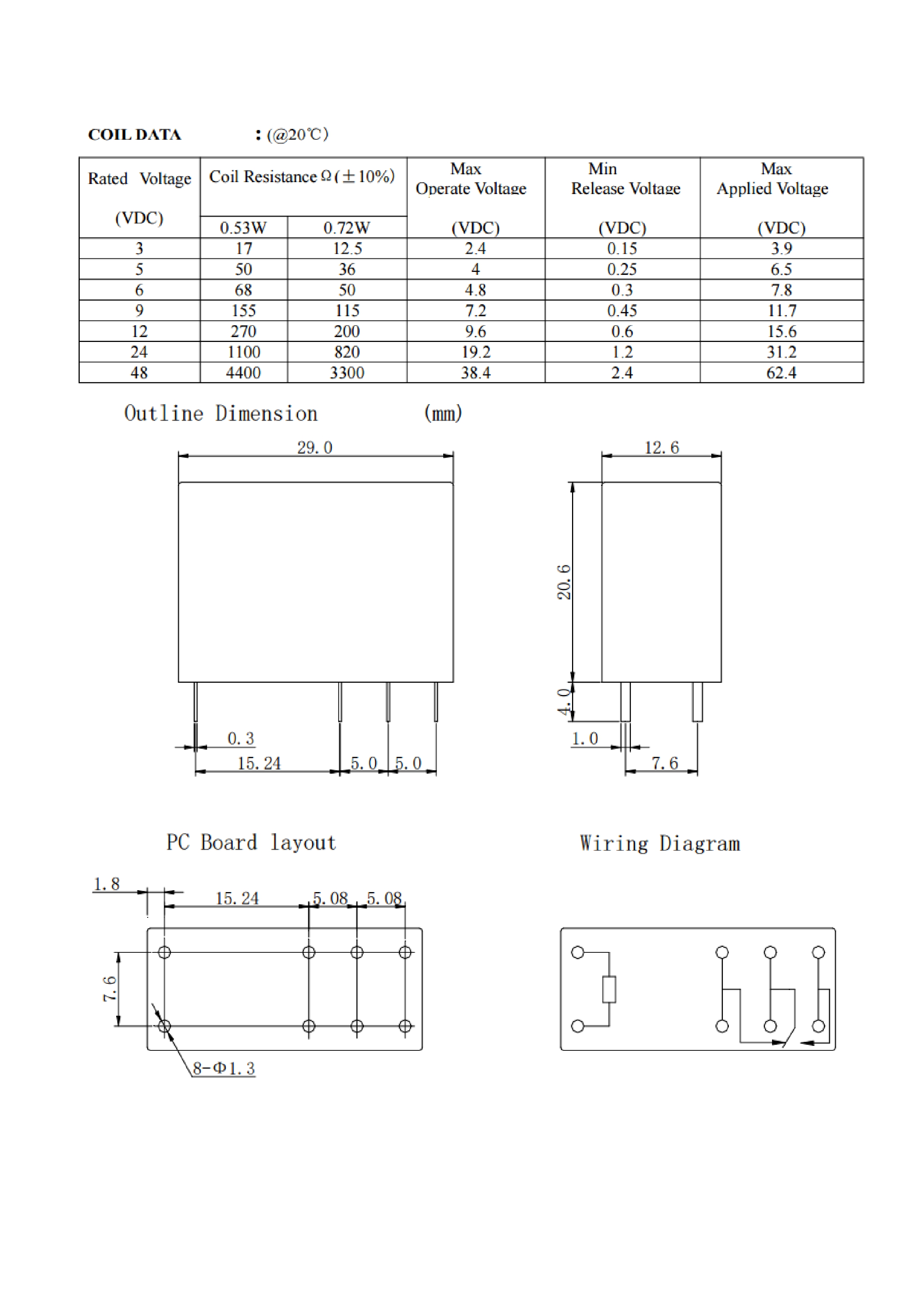 Электромагнитное реле 14F2-L-DC12V-C SPDT 16A/12V