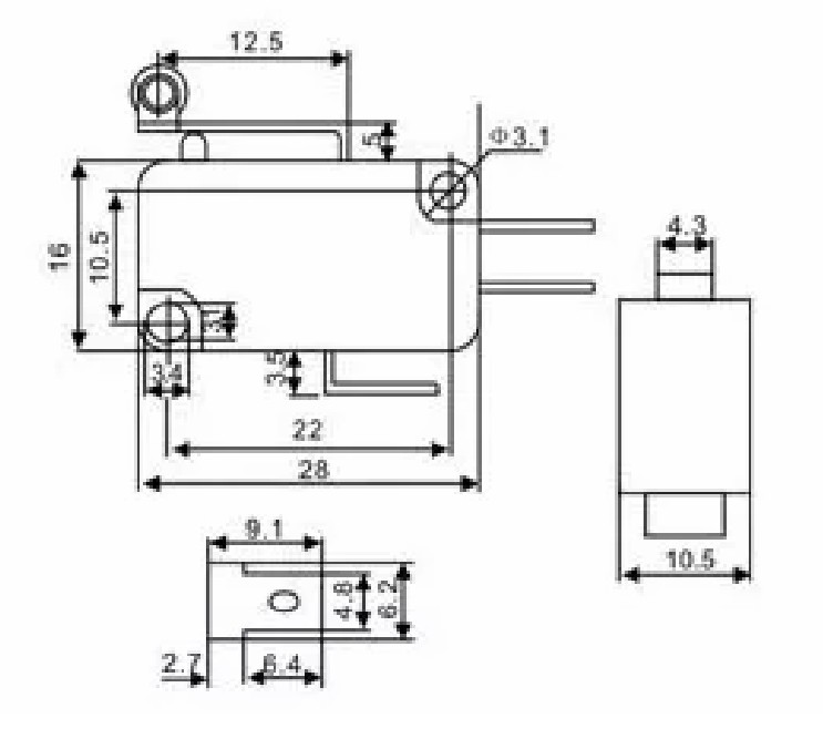 Микропереключатель KW1-103-6 ON-(ON) SPDT