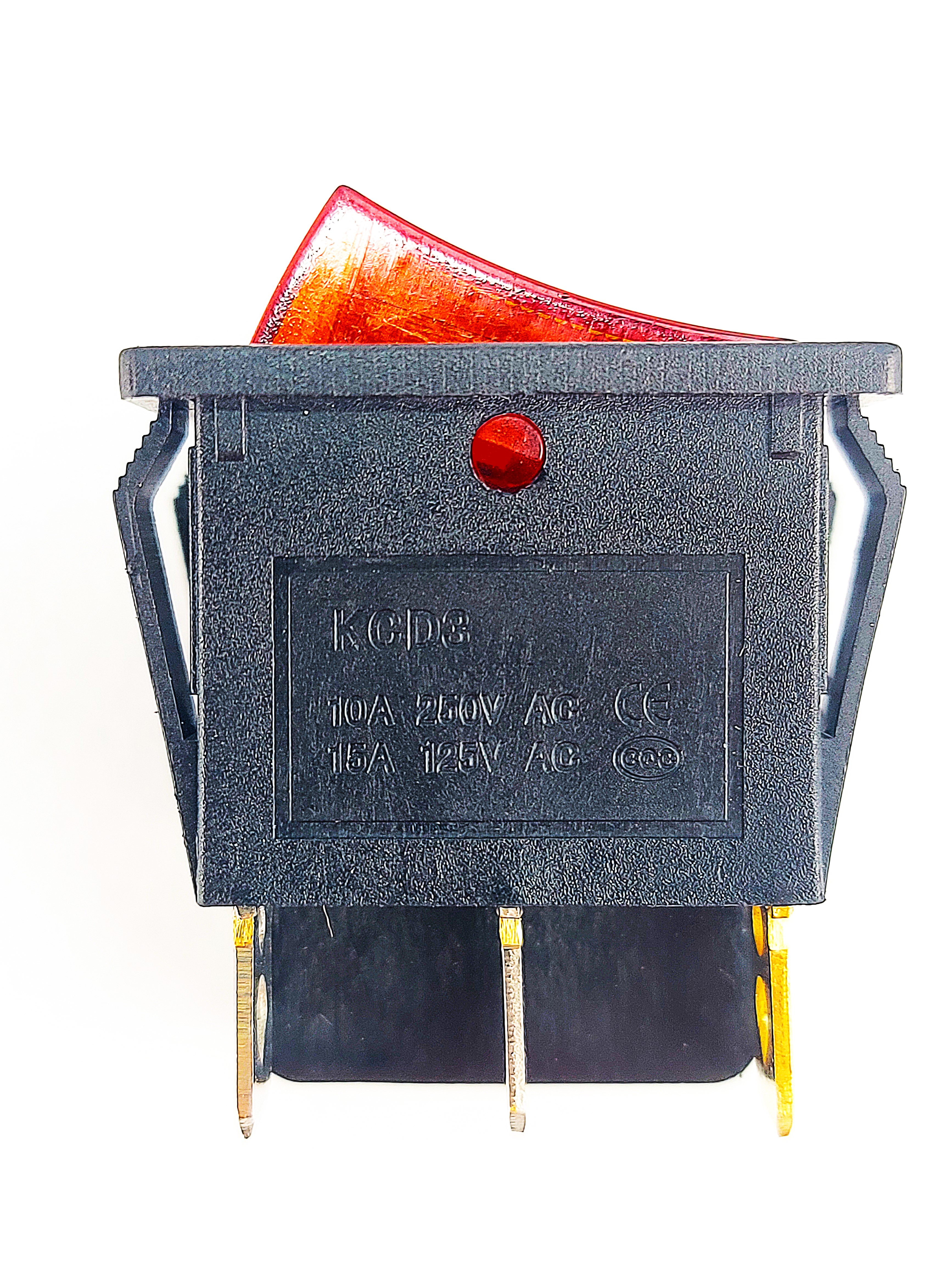 Переключатель двухклавишный (рокерный) KCD3 ON-OFF 10A/250V красный