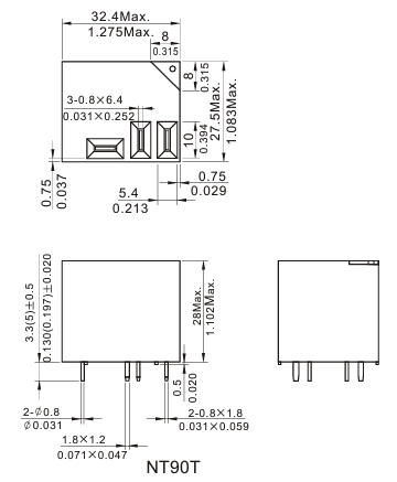 Электромагнитное реле NT90TNBSDC12VCB-0,6 SPST-NS 30A/12V