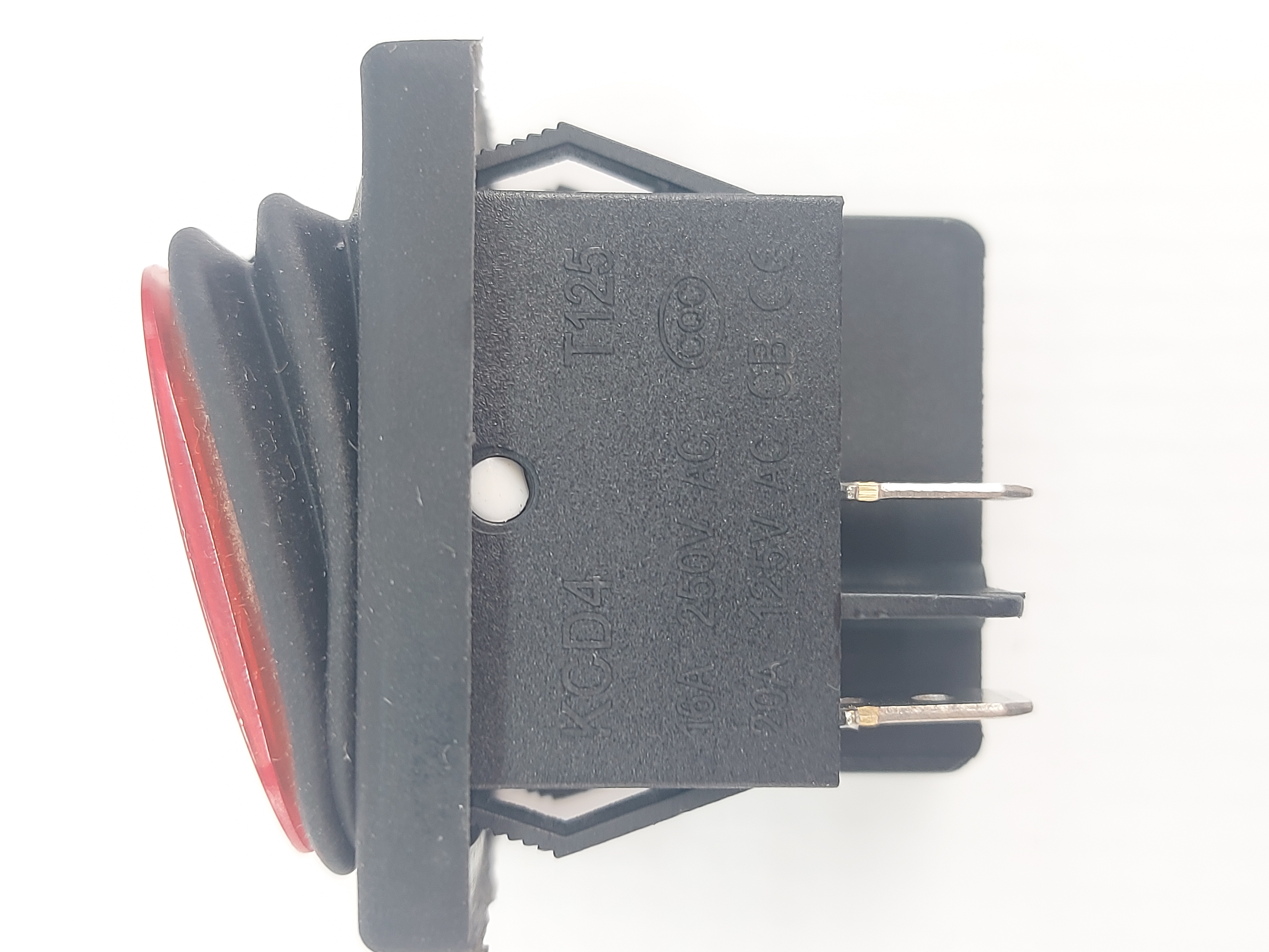 Переключатель клавишный (рокерный) KCD4 ON-OFF 16A/250V красный