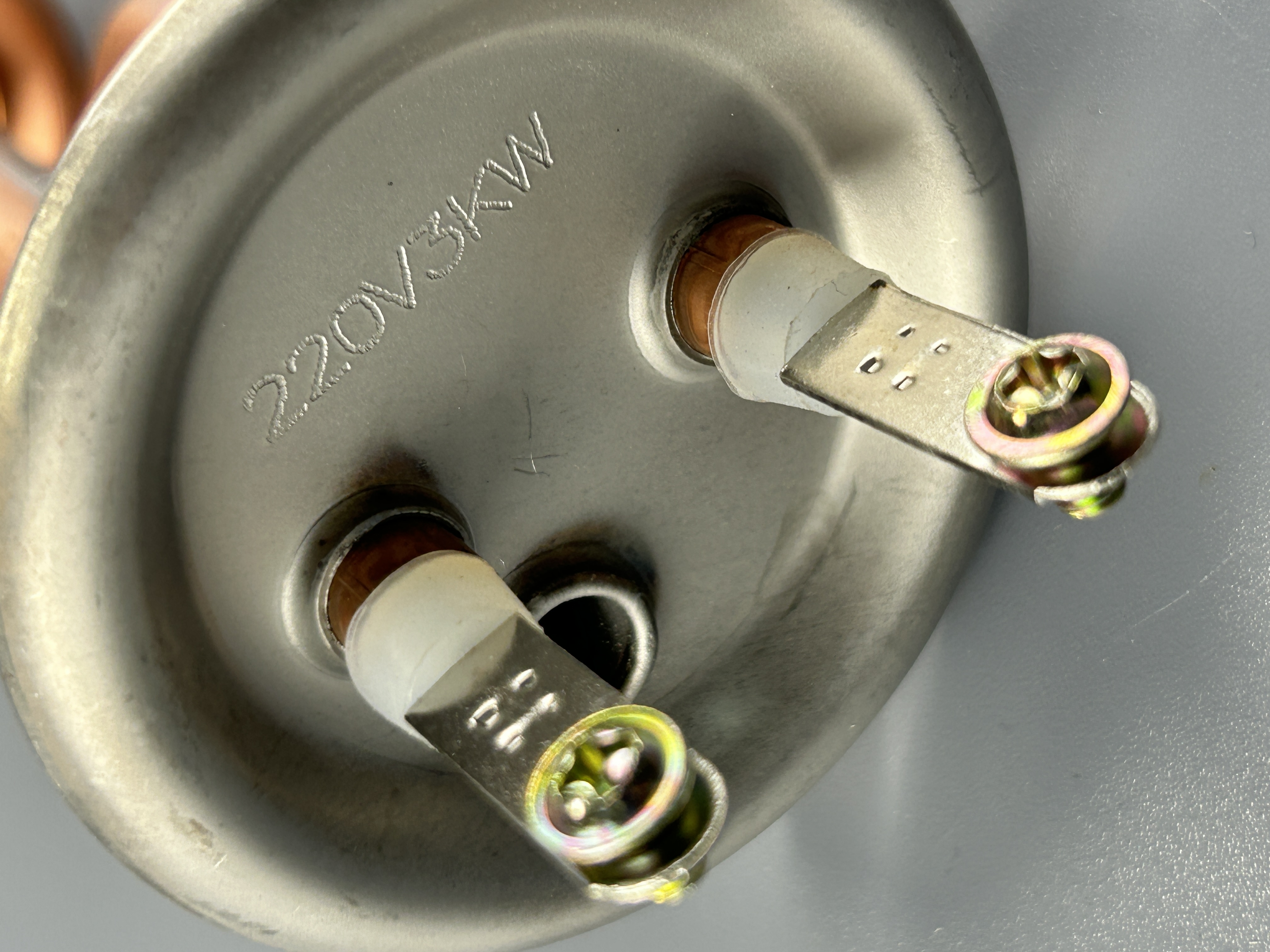 ТЭН фланец RF D64 3000W без анода (витой), медный с прокладкой