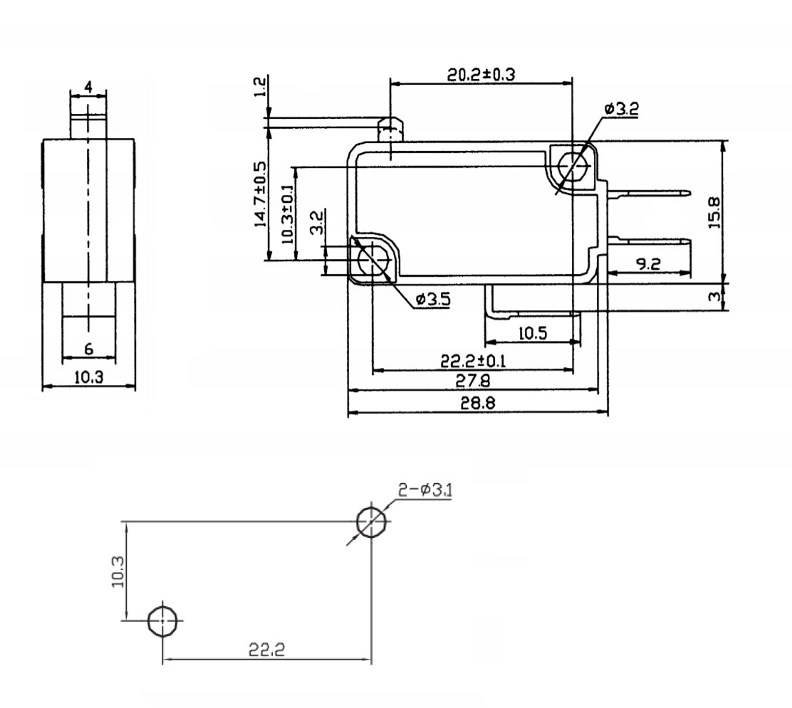 Микропереключатель MSW-01B on-off (16A/250VAC) (без фиксации)
