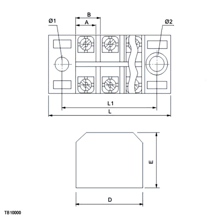 Клеммная колодка винтовая с крышкой TB-10004 600В/100А