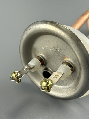 ТЭН фланец RF D64 2000W без анода (витой), медный с прокладкой