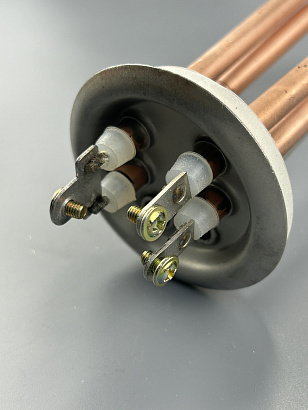 ТЭН фланец RF изогнутый D64/1000W+500W медь, с прокладкой