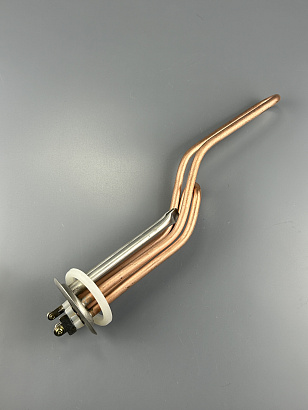 ТЭН фланец RF изогнутый D64/1000W+500W медь, с прокладкой