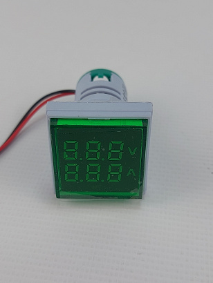 Цифровой LED вольт-амперметр AC 60-500В/0-100А AD16-22FVA зеленый