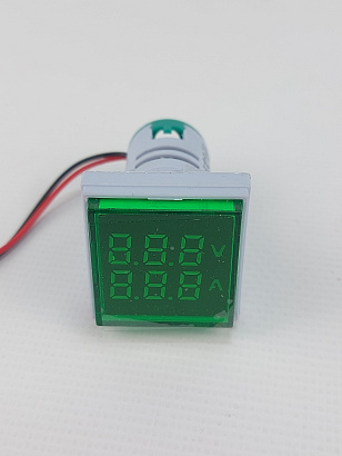 Цифровой LED вольт-амперметр AC 60-500В/0-100А AD16-22FVA зеленый